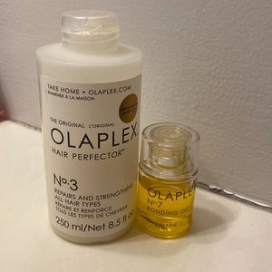 Olaplex #3 hair perfector and Olaplex #7 bonding oil